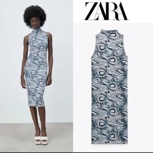 💞 Zara Jaguard Midi Dress 👗 size Smalll